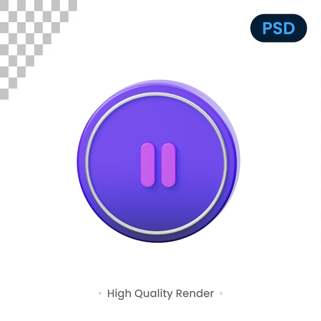 Кнопка паузы 3D Icon Premium Psd