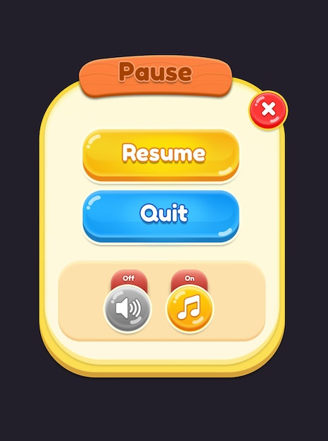 Pause Game UI Popup Premium Game Pause Popup Gaming Popup UI (Game-interface met een pauze)