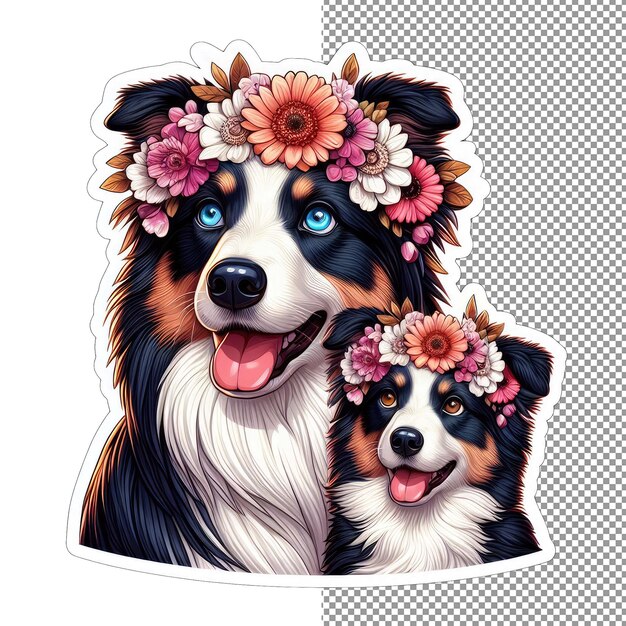 PSD pawfect pair moeder en puppy liefde in bloemen sticker