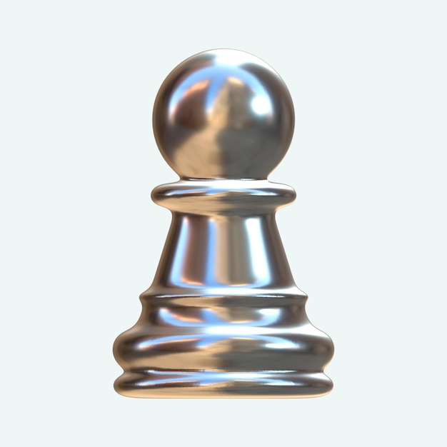 Pawn Chess Silver 3D Render PNG