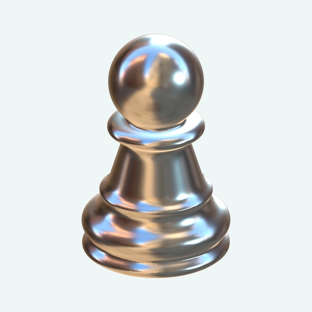 Pawn Chess Silver 3D Render PNG