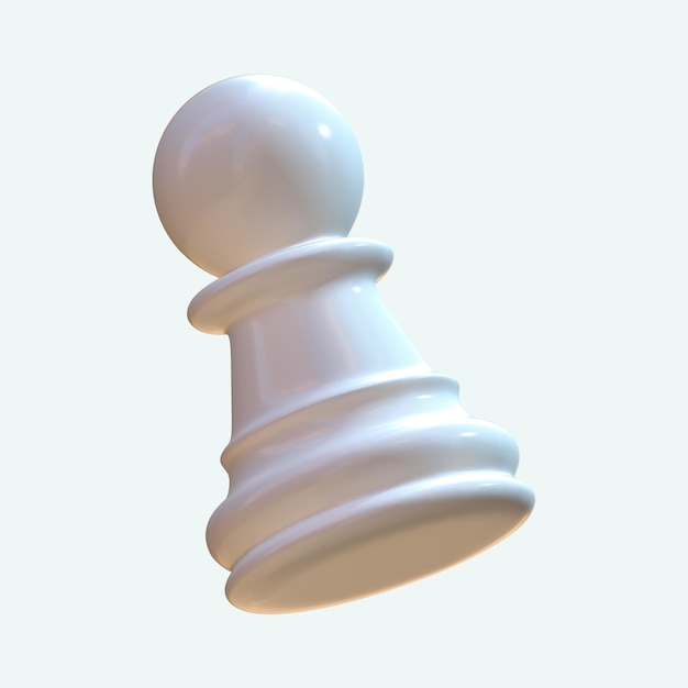 Pawn Chess White 3D Render PNG