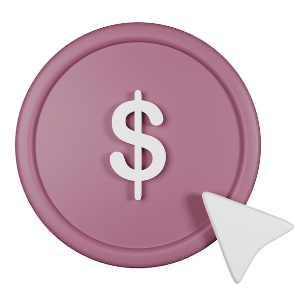 Pay per click 3d icon illustration with transparent background