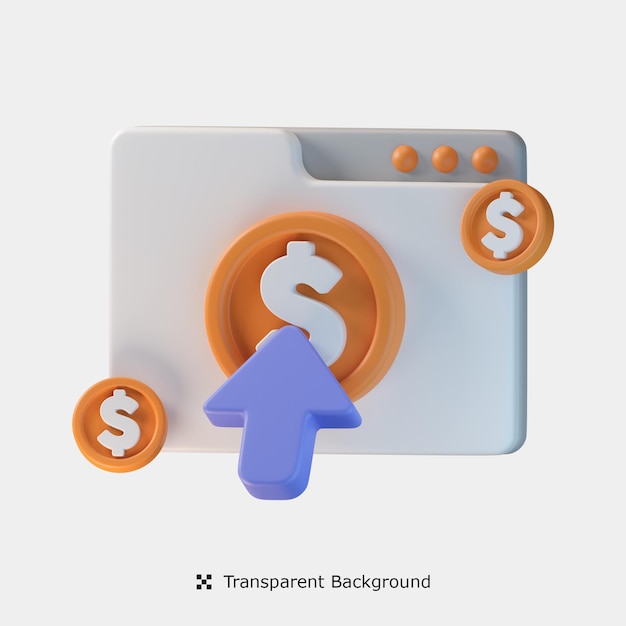 PSD pay per click 3d icon illustration