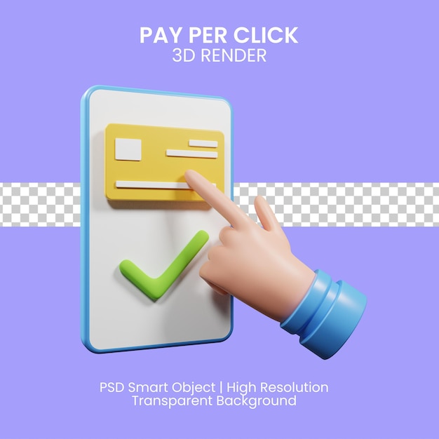 PSD illustrazione 3d del concetto di pay per click