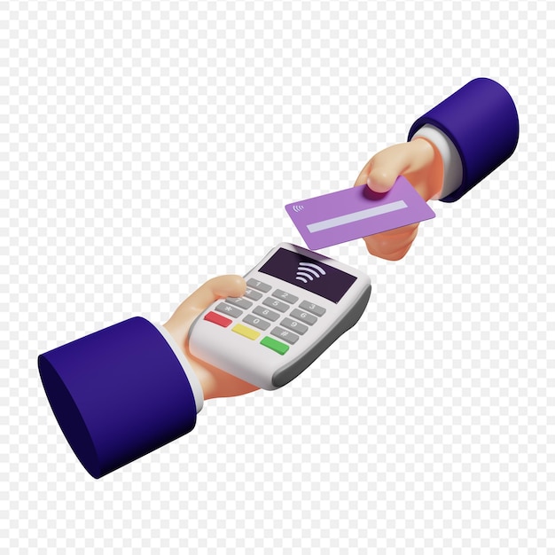 Paying an invoice by credit card through the terminal concept of cashless and contactless payment