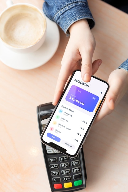 PSD payment app on mock-up smartphone display