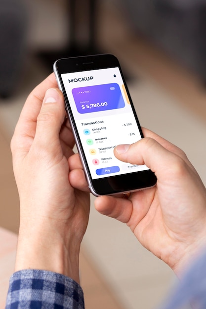 PSD payment app on smartphones display mock-up