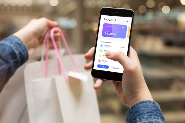 PSD app di pagamento per mock-up di smartphone