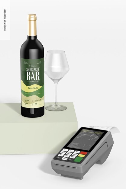 Payment Device on Bar Mockup High Angle View