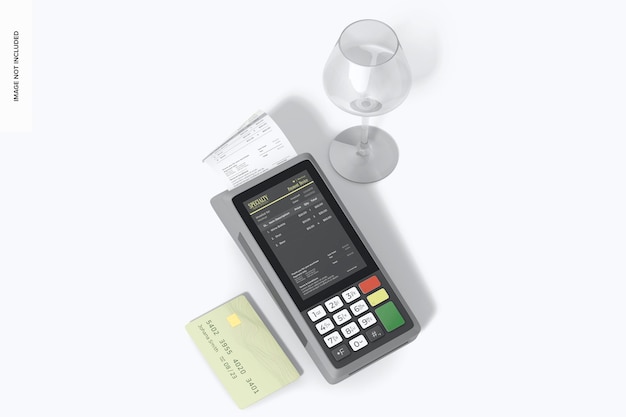 Payment Device on Bar Mockup Top View