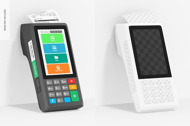 Payment device mockup, leaned