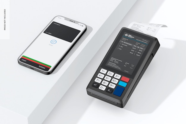 Payment Device with Smartphone Mockup Perspective