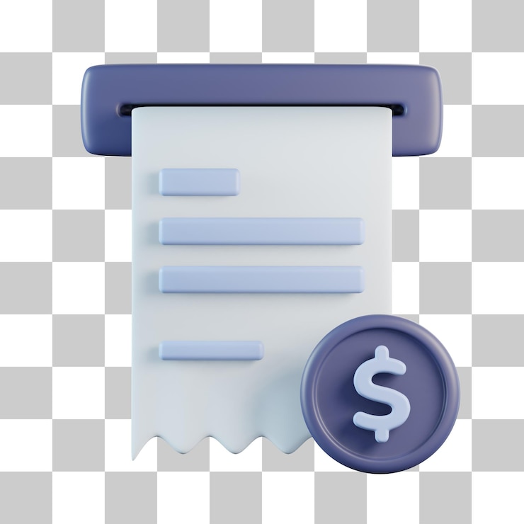 PSD payment receipt with coin 3d icon