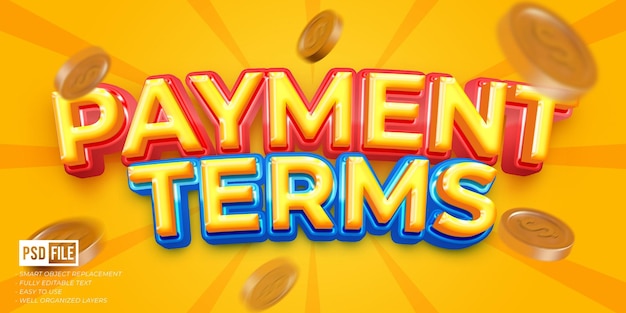 Payment terms glossy editable 3D style text effect