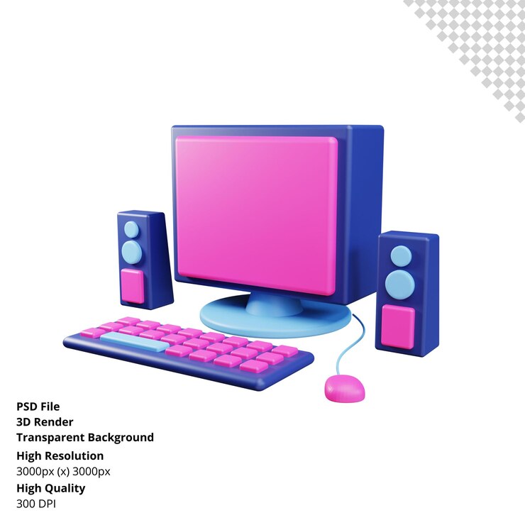 PSD pc 3d render icon
