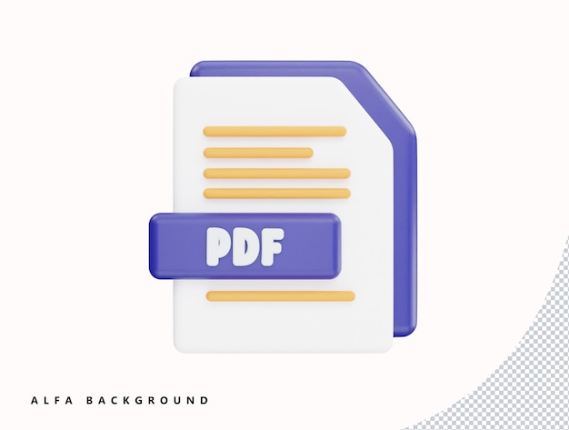 pdf file format with 3d vector icon cartoon minimal style