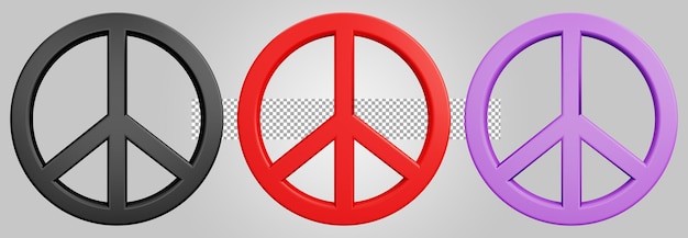 PSD peace 3d sign isolated on transparent background