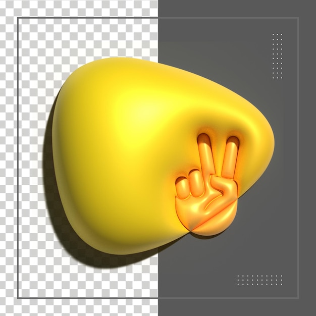 平和のジェスチャーの手のアイコンまたは勝利愛と平和の人間の手 3 d レンダリング図
