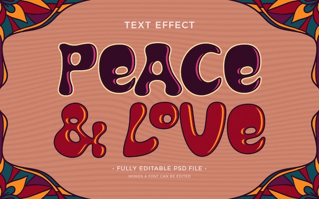 PSD peace and love text effect