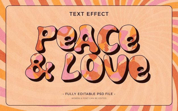 Peace and love text effect