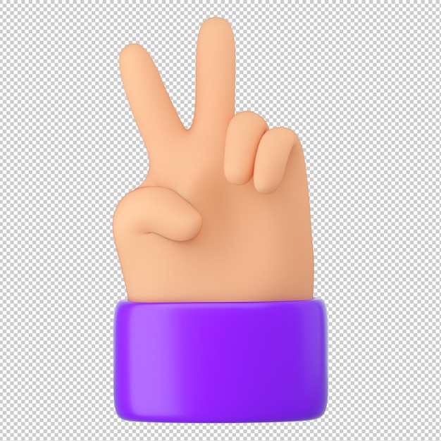 Peace sign human hand gesture. Love, peace, v or victory concept from fingers of cartoon character.