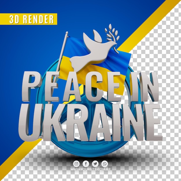 PSD peace for ukraine 3d render