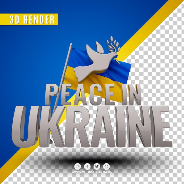 PSD peace for ukraine 3d render