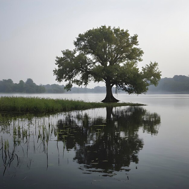 Immagine pacifica degli alberi lungo il fiume