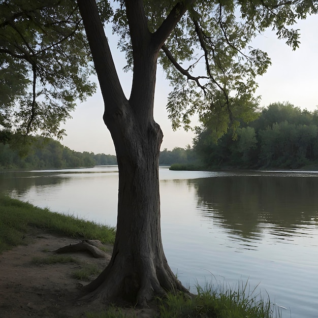 Immagine pacifica degli alberi lungo il fiume