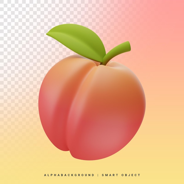 Peach 3d icon illustration