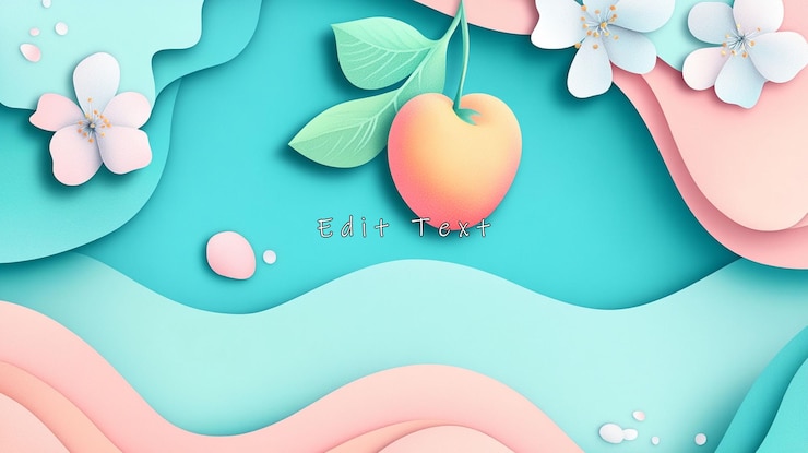 PSD 桃花和花的紙藝術設計