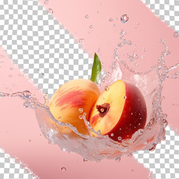 PSD peach dropping into water