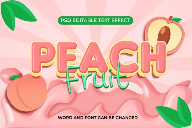 Peach fruit fresh text effect psd