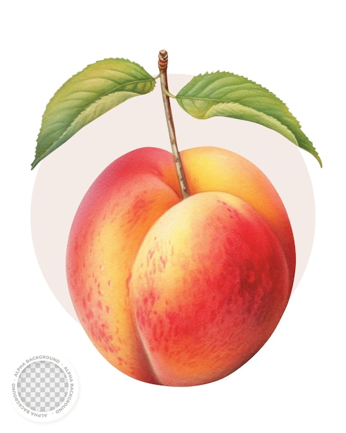 PSD peach fruit illustration with transparent background