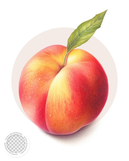 PSD peach fruit illustration with transparent background