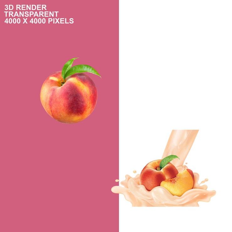 PSD 桃子果汁透明的背景