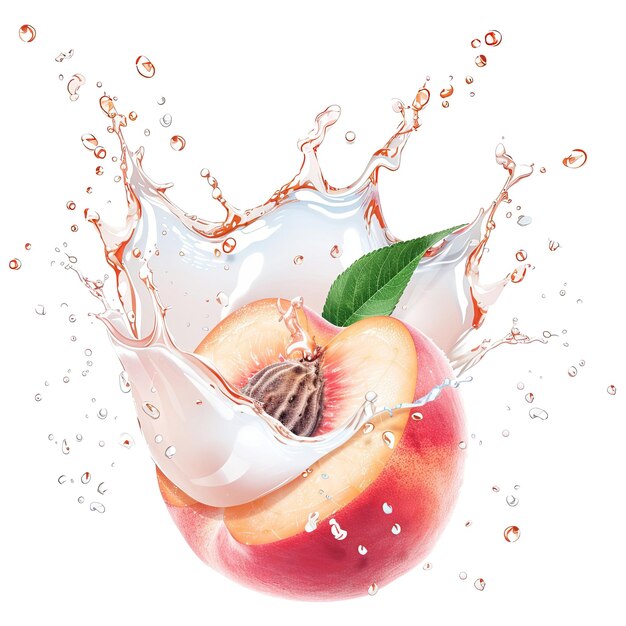 PSD peach is falling into milk splash