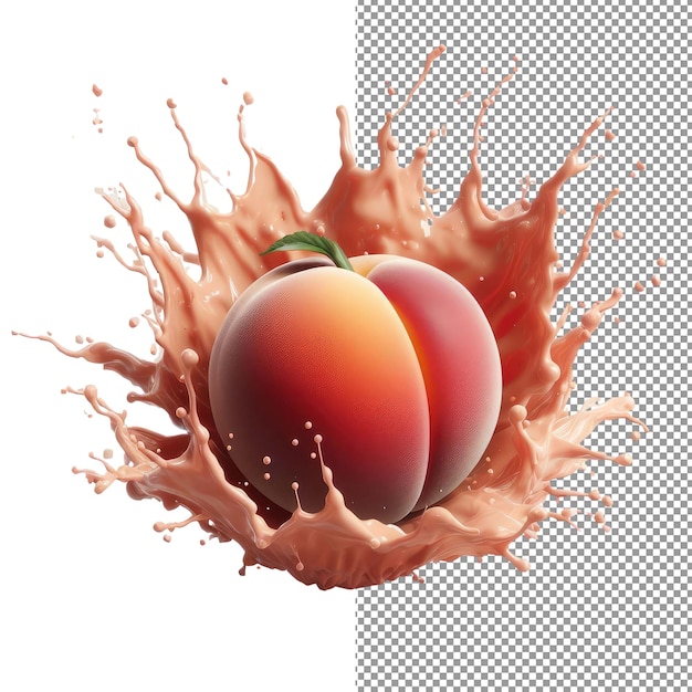 PSD peach perfection png isolamento pronto di un'esplosione liquida succosa