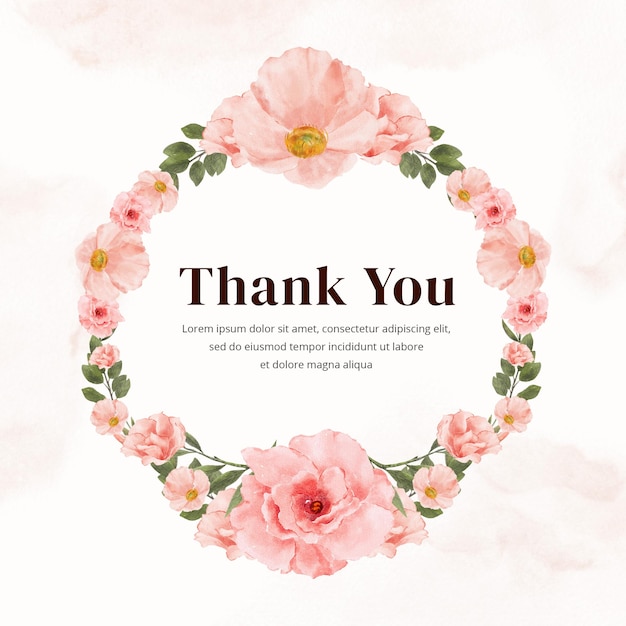 Peach watercolor flower wreath background