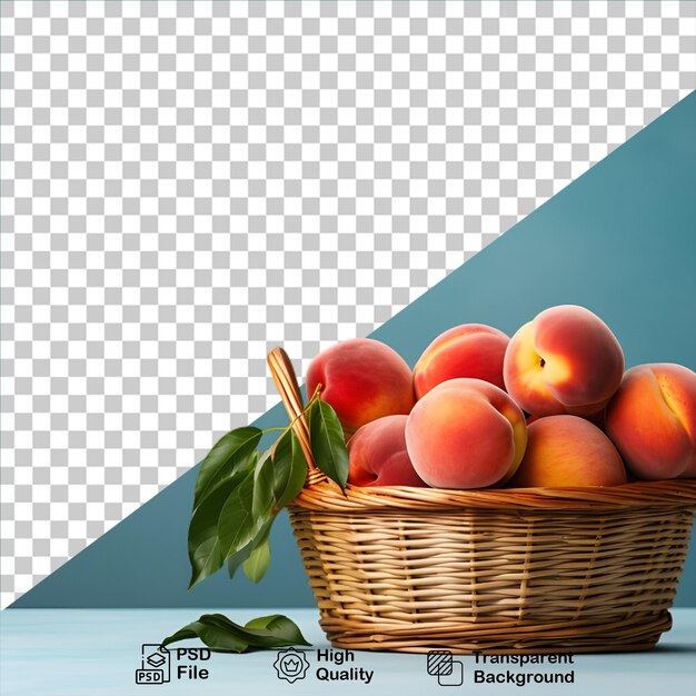 Peaches fruit basket isolated on transparent background include png file