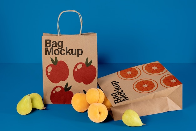 Peaches and pears paper bag mock-up