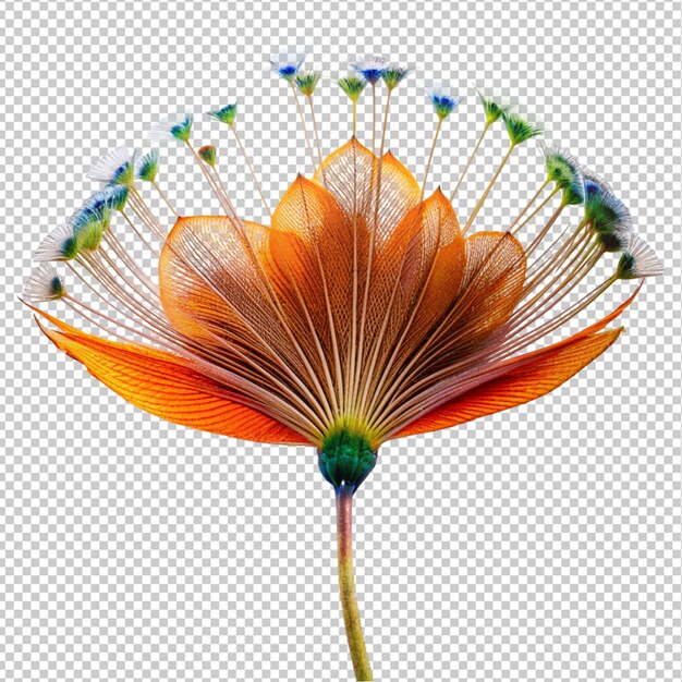 PSD peacock flower on transparent background