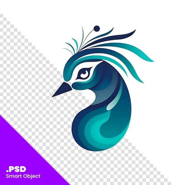 PSD peacock vector icon logo template beautiful peacock illustration psd template