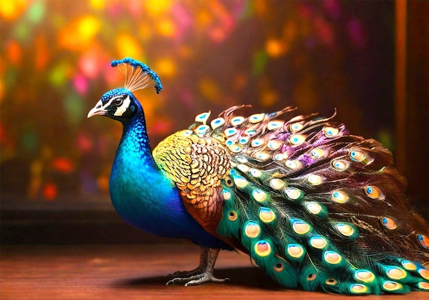 Peacock vibrant feathers showcase nature beauty and elegance in motion generated by artificial intel