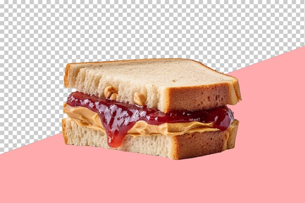 PSD peanut butter and jelly sandwich. isolated object, transparent background