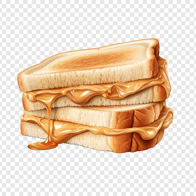 透明な背景に隔離されたピーナッツバターサンドイッチ
