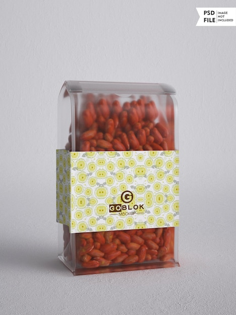 Confezione di arachidi confezione trasparente per snack mockup