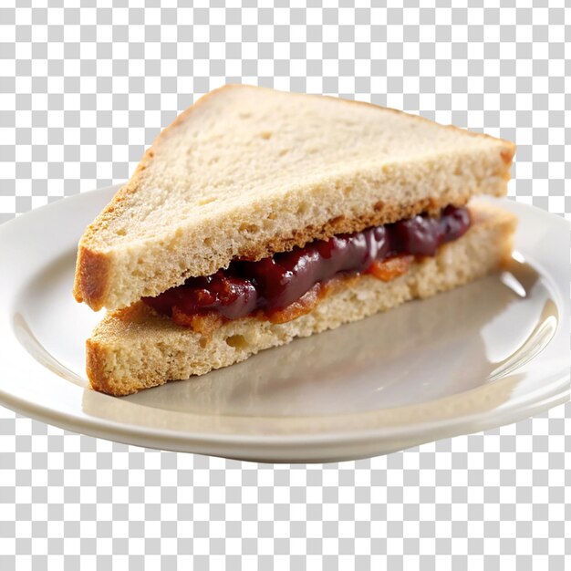 Peanutbutter en jam sandwich beet geïsoleerd op doorzichtige achtergrond