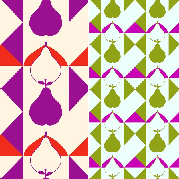 PSD pear with drop silhouette and modern design with argyle patt tropical fruit pattern vector design